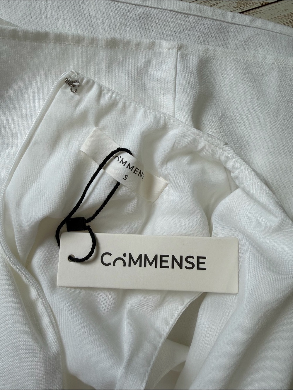 Commense White Linen Blend Sleeveless Midi Maxi Tie Waist Dress Small NWT - Picture 9 of 11